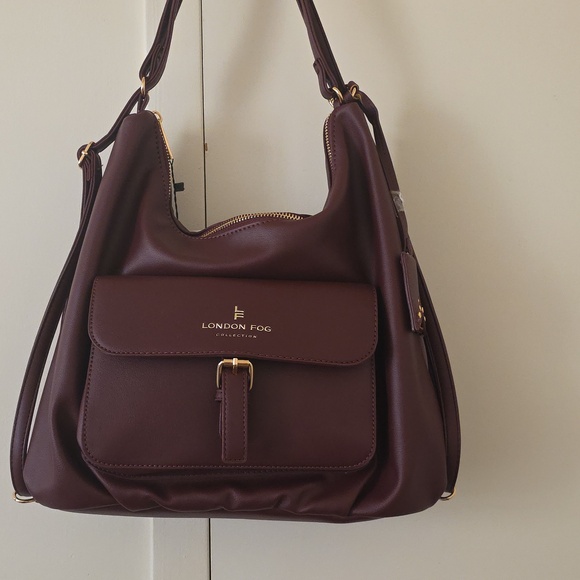 London Fog Handbags - London Fog Deep Burgundy Shoulder Bag